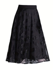 Solid Pleated Skirts High Waist A Line Knee Length Women's Clothing