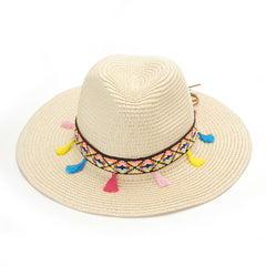 Vintage Spanish Straw Hat Tassel Rope Cowboy Hat Women