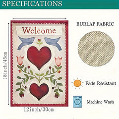 Wedding Garden Flag Double Sided Doves Heart Love Flower Pigeon Welcome Flag
