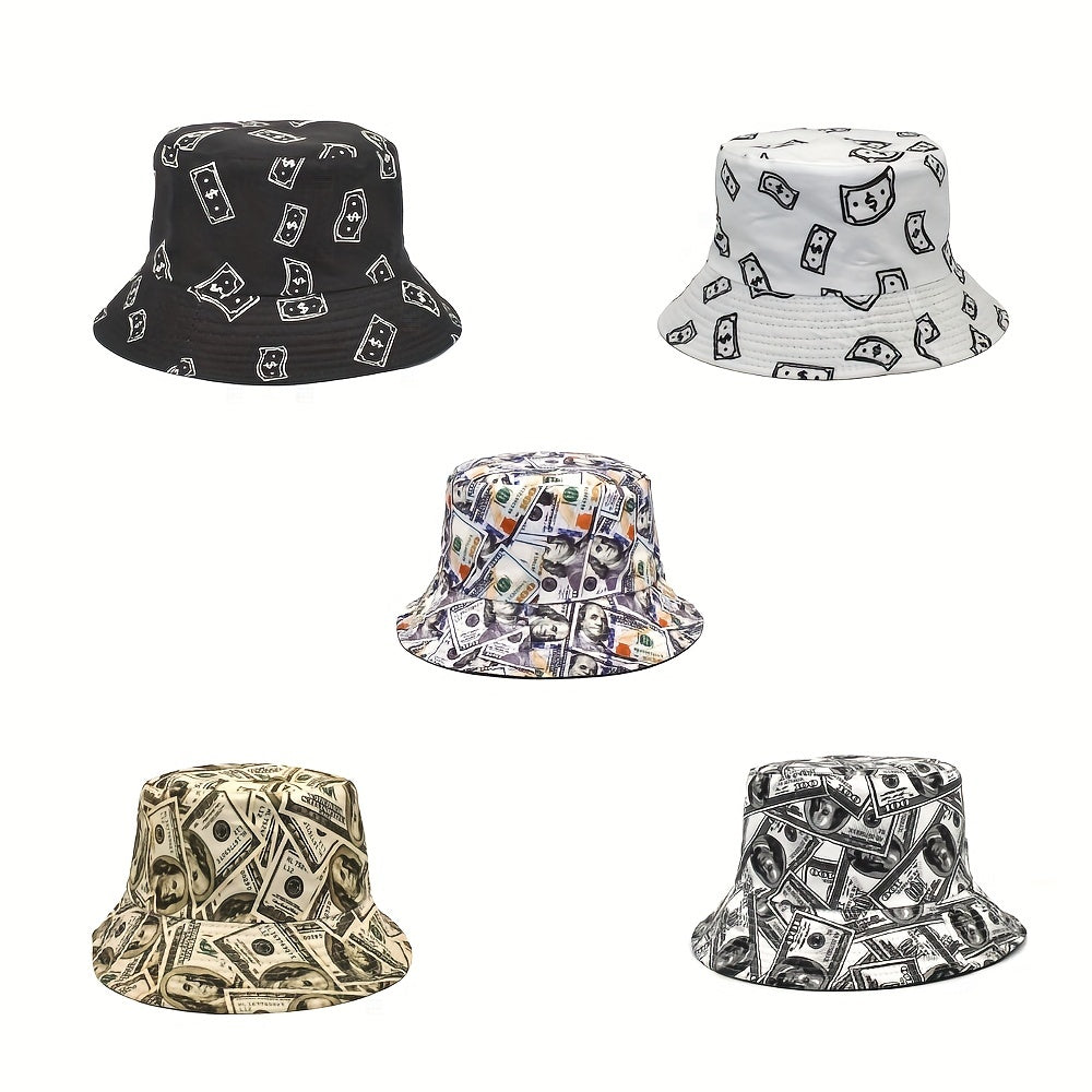 Dollars Print Bucket Hat Unisex Lightweight Sunscreen Basin Hat