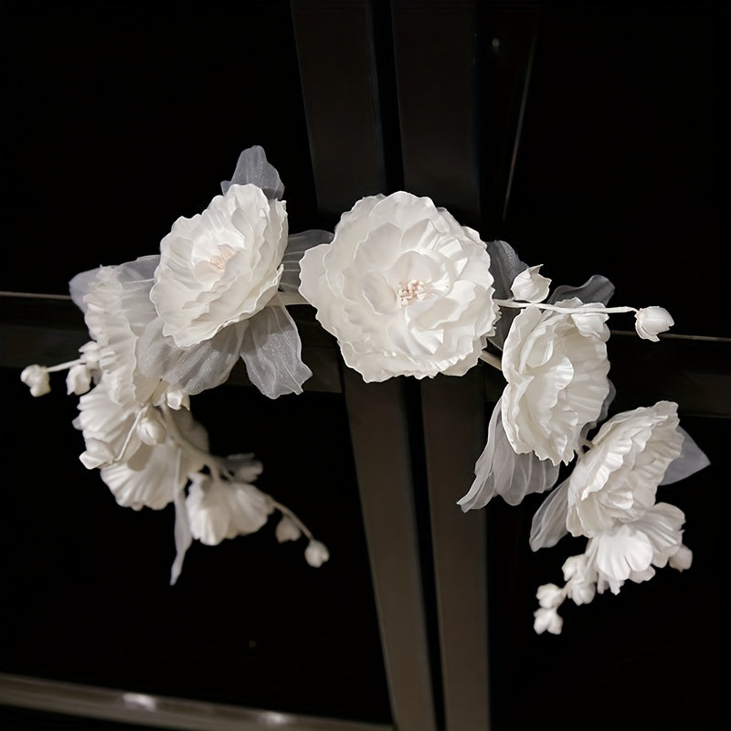 Bohemian Bridal Headband with Flowers Wedding Hair Accessory