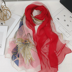 Boho Flower Print Georgette Scarf Block Shawl Hijab