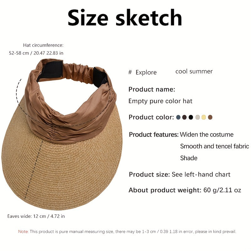 Beach Visors Wide Brim Sunshade Straw Hat Breathable Cycling Sun Hat