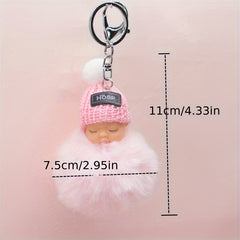 2pcs Hair Ball Keychain Backpack Pendant Christmas Gift