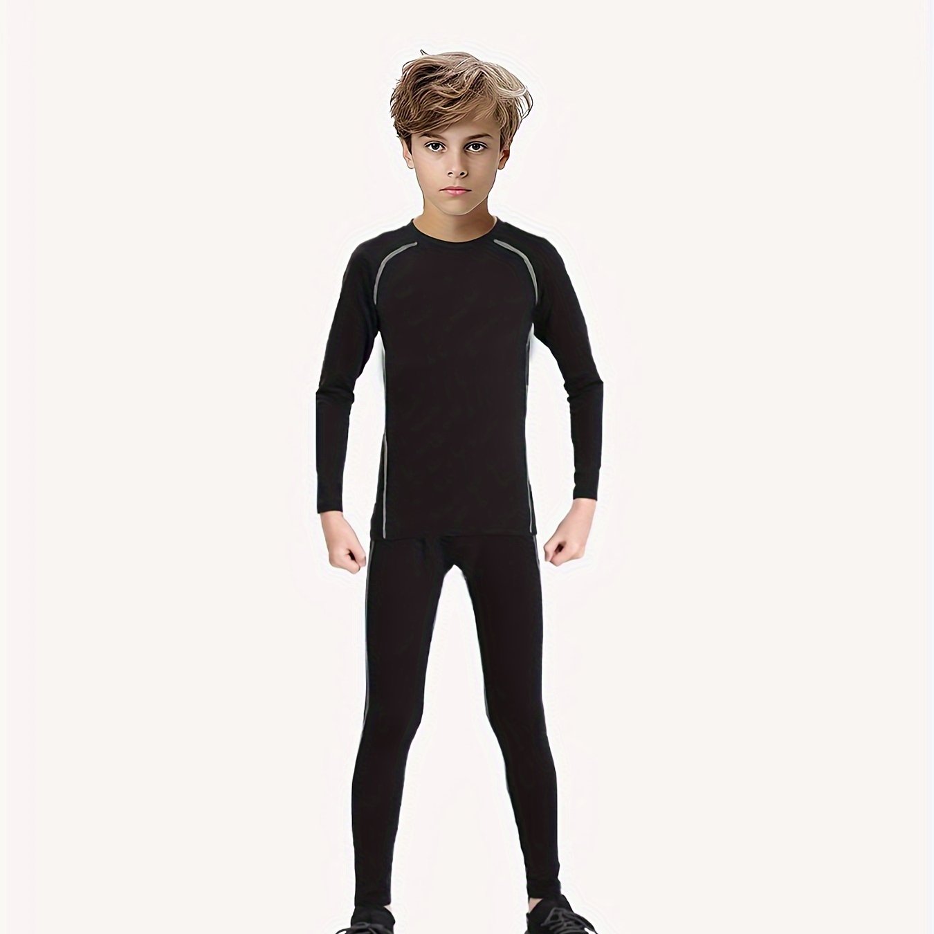 2pcs Kids Compression High Elastic Sets Solid Letter Printed Quick Dry Bottoms