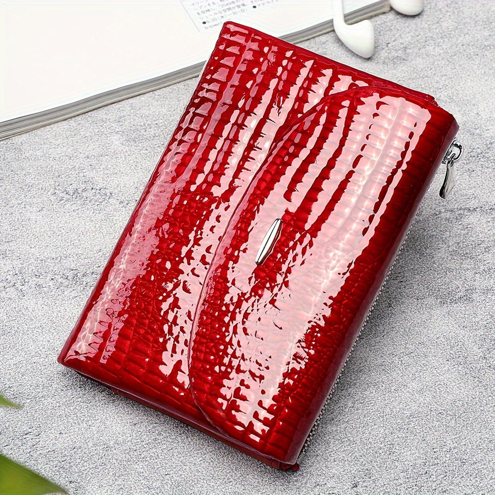 Vintage Leather Bi-fold Wallet with Zipper Closure & Flap Pocket