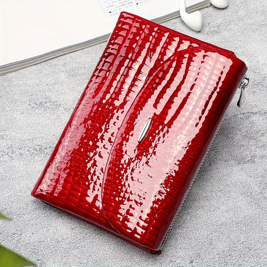 Vintage Leather Bi-fold Wallet with Zipper Closure & Flap Pocket