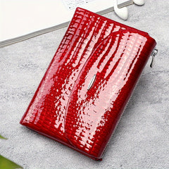 Vintage Leather Bi-fold Wallet with Zipper Closure & Flap Pocket