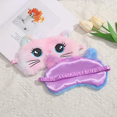 Cartoon Cat Sleep Eye Mask Plush Blackout Blindfold
