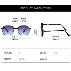 Y2K Oval Metal Sunglasses Steampunk Gradient UV400 Sun Shades