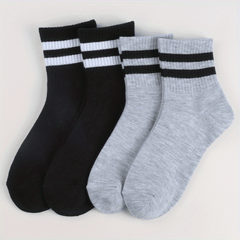 4 Pairs Boys Casual Striped Crew Socks for Ages 4-12
