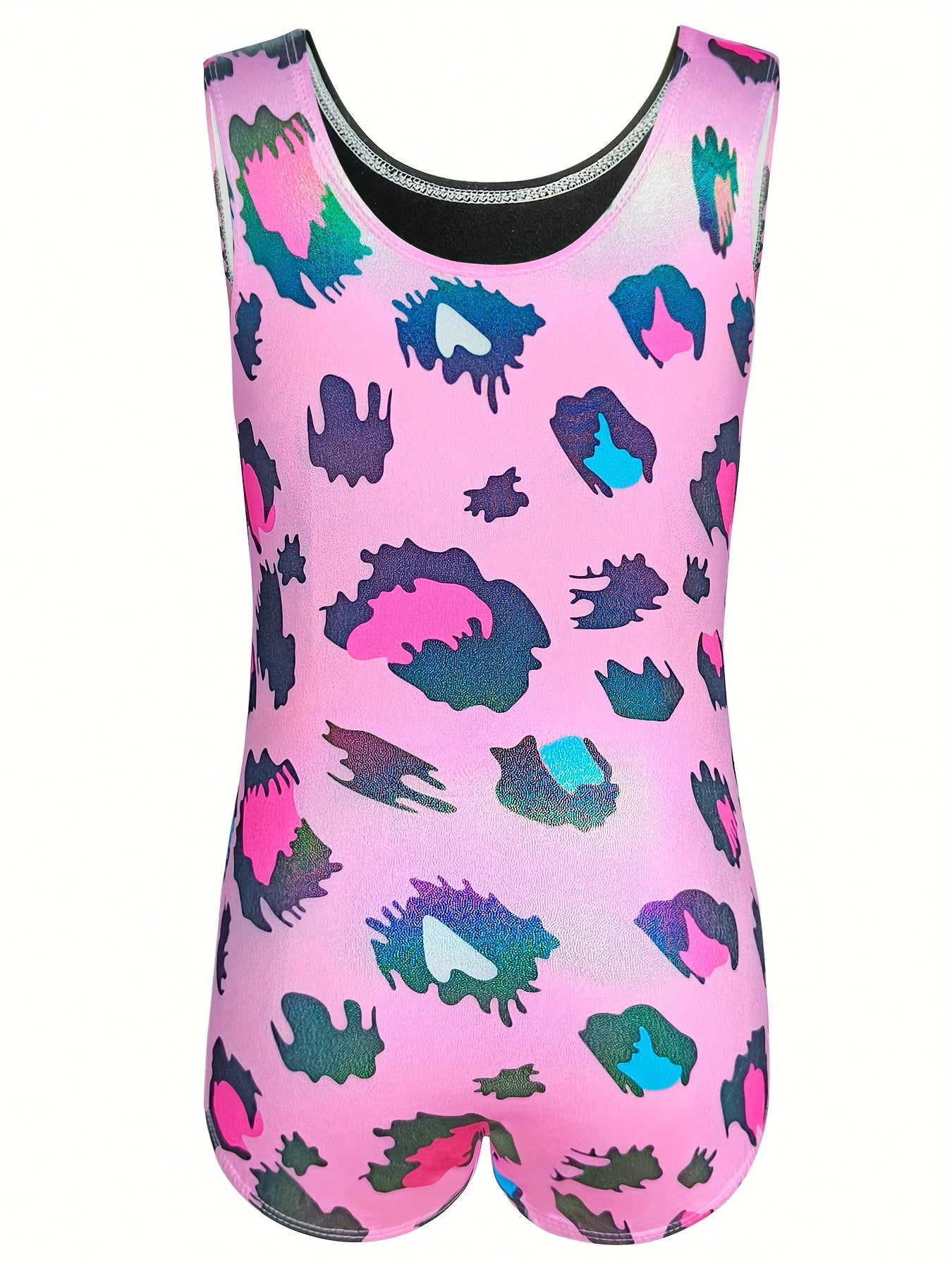 Leopard Print Sleeveless Gymnastics Suit for Girls