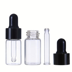 6pcs Glass Mini Dropper Bottles Essential Sample Vial Caps Tiny Perfume Jars