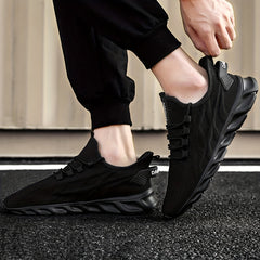 Men's Lace Up Knit Sneakers Breathable Outdoor Walking Shoes