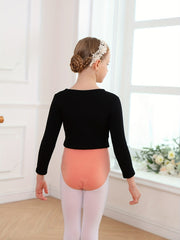 Girls Twist Front Long Sleeve Dance Outerwear For Ballet Gymnastics