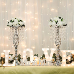 2pcs Metal Flower Vases Crystal Stand Wedding Centerpieces Tables Party Decor