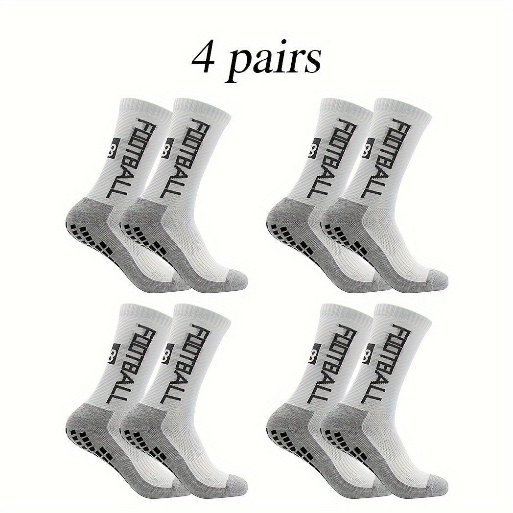 4 Pairs Non Slip Soccer Socks Breathable Crew Socks