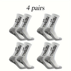 4 Pairs Non Slip Soccer Socks Breathable Crew Socks