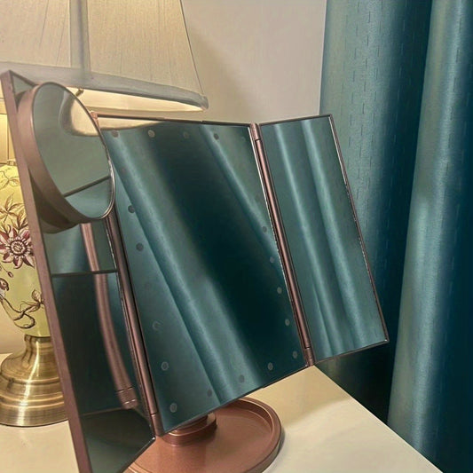 LED Makeup Mirror 1x2x3 Magnification Touch Control Dual Power Supply