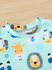Boys Animal Print T-shirt & Shorts Set Summer Outfit