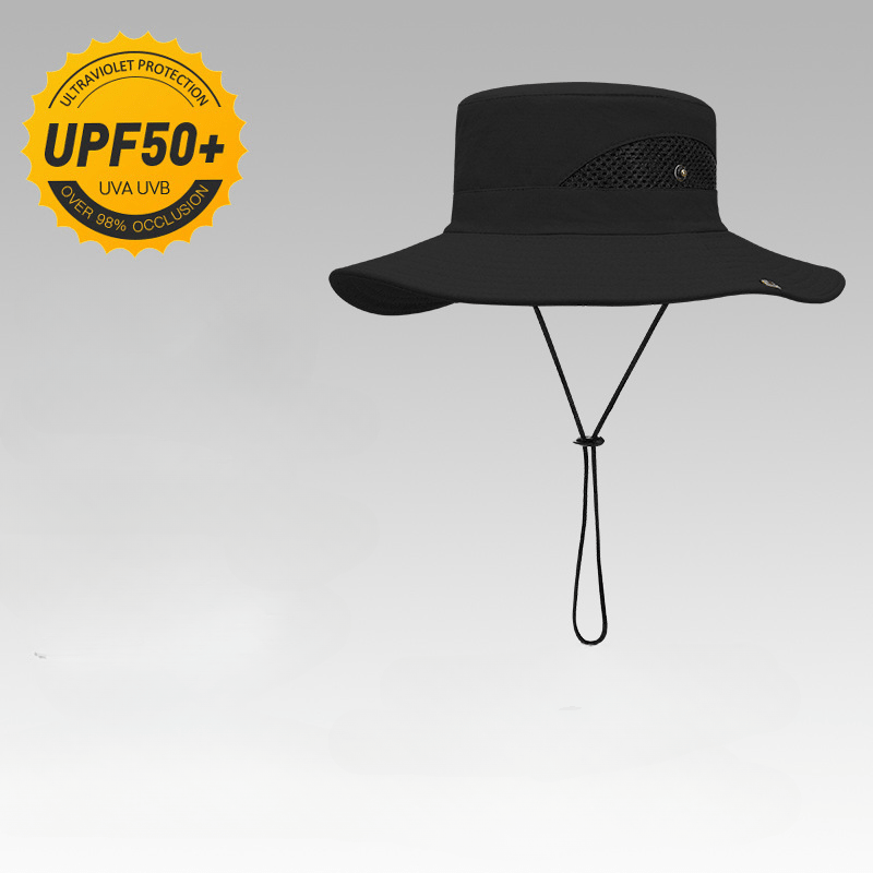 Men's Mesh Wide Brim Bucket Hat Sun Protection