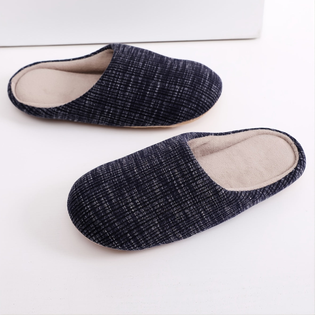 Men's Cozy Striped Slides Soft Plush Slippers
