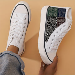 Paisley Print Canvas High Top Sneakers