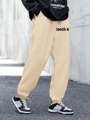 Smoke Letter Print Joggers Men's Pants for Spring Summer