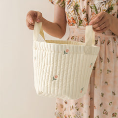 Stylish Embroidered Cotton Storage Basket