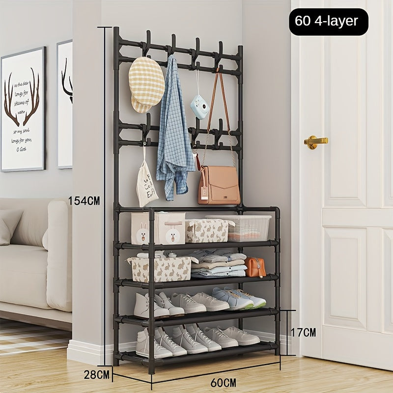 Multifunctional Coat Rack Bathroom Shelves Shoe Storage Coat Hooks