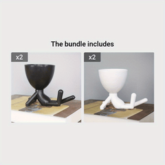1pc Sitting Figure Vase Flowerpot Artificial Flowers Succulent Flowerpot