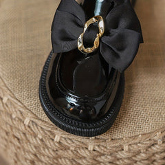 Women's Bowknot Chunky Heel Loafers