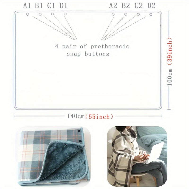 Multifunctional Shawl Blanket Double Layer Flannel Wearable Blanket