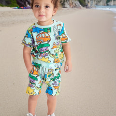 Toddler Boys Cartoon Tee Top Shorts Set Casual Outfit