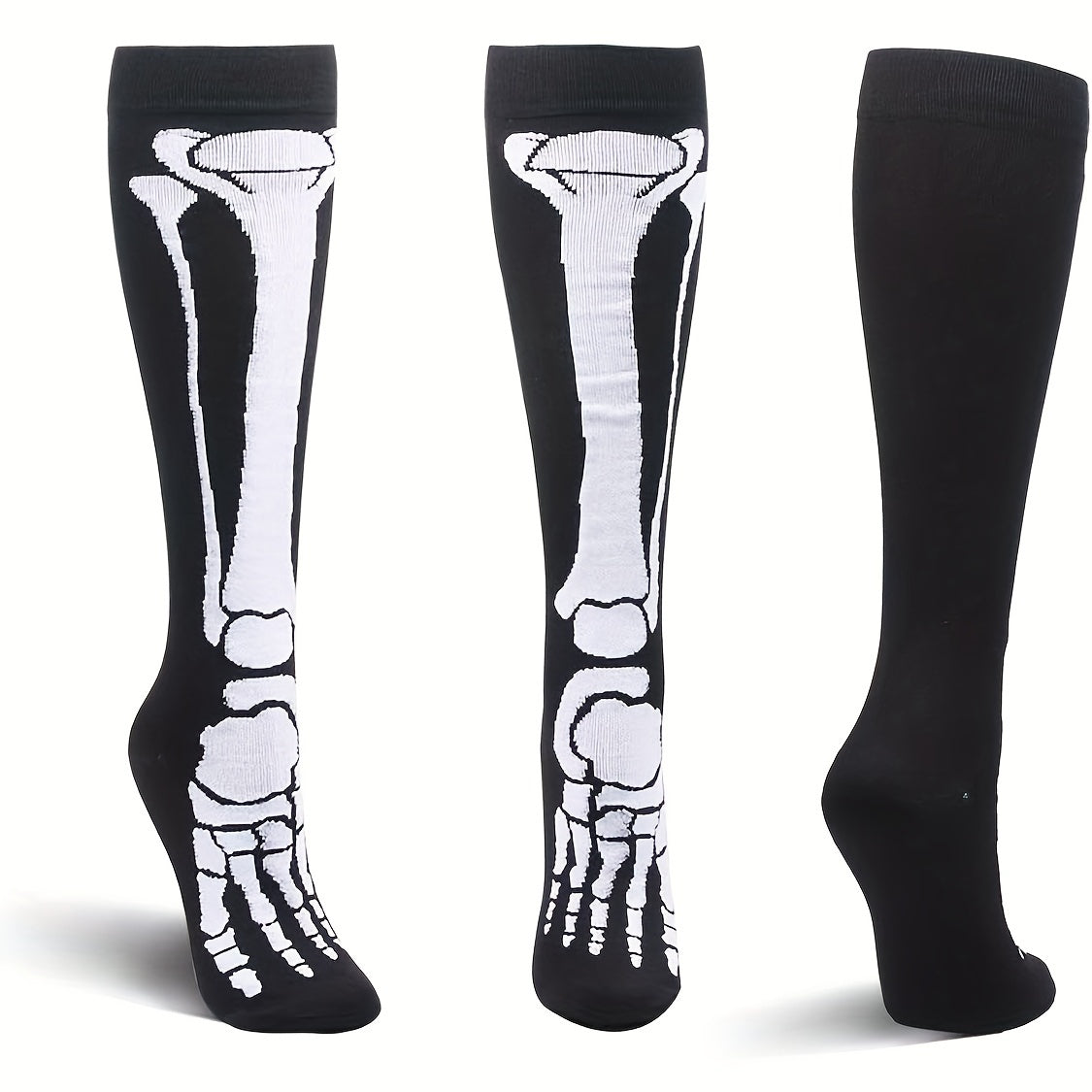 Skull Pattern Calf Socks Halloween Knee High Stockings