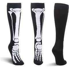 Skull Pattern Calf Socks Halloween Knee High Stockings