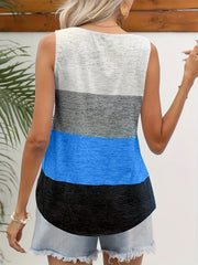 Striped Print Square Neck Tank Top Summer Sleeveless Casual Top
