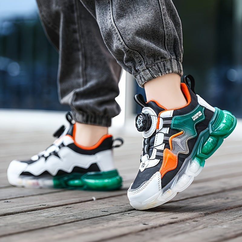 Boy's Rotating Buckle Basketball Shoes Non Slip Sneakers