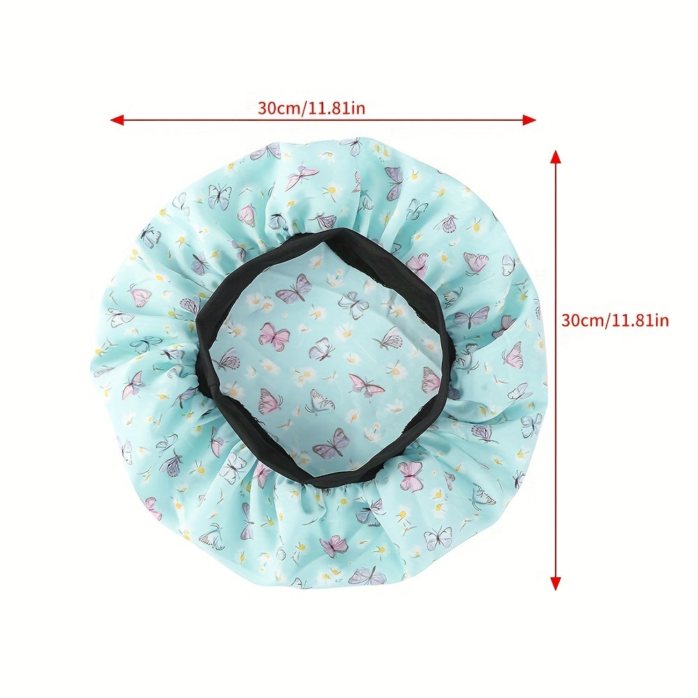 Butterfly Print Satin Bonnet Solid Night Cap Soft Hair Bonnet