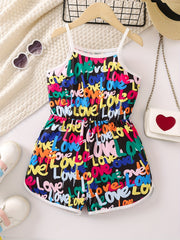 Girls Colorful Doodle Cami Jumpsuit for Summer Party