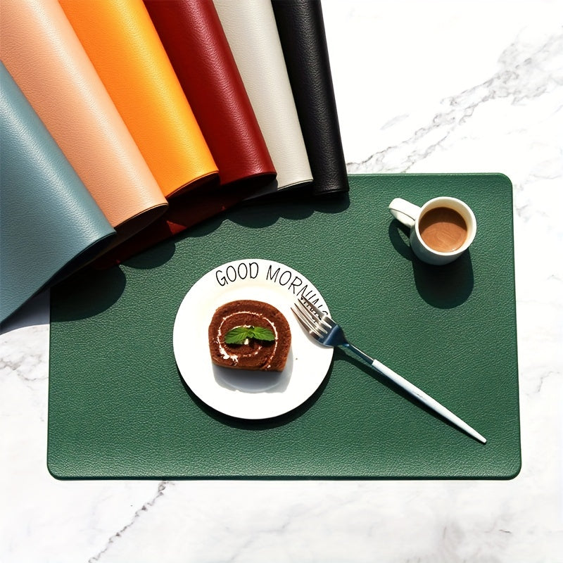 4Pcs PU Leather Placemat - Easy to Clean, Waterproof, Heat Insulation Pad