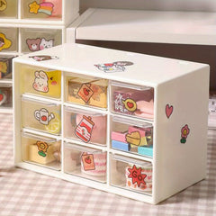 Plastic Desktop Drawer Organizer With 9 Cubes Storage Box Waterproof