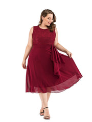 Lace Chiffon Fit And Flare Party Dress