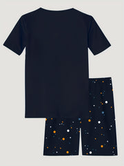 Boys Astronaut Graphic Pajama Set, Short Sleeve T-shirt and Shorts