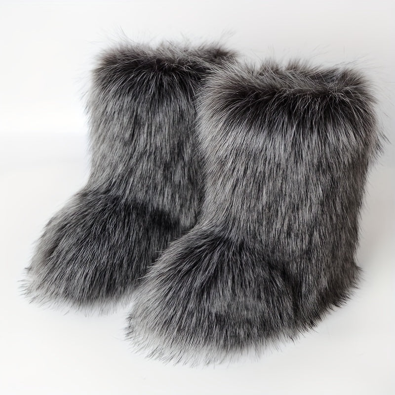 Women's Plush Lined Slip-On Faux Fur Winter Boots