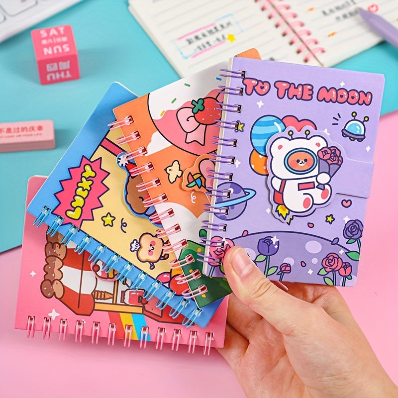 Cartoon Magnetic Buckle Coil Mini Pocket Notepad Stationery Notebook