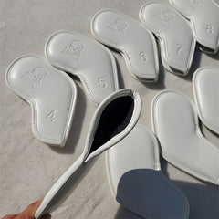 10Pcs Skull Golf Iron Head Covers Set Waterproof Faux Leather Accessories