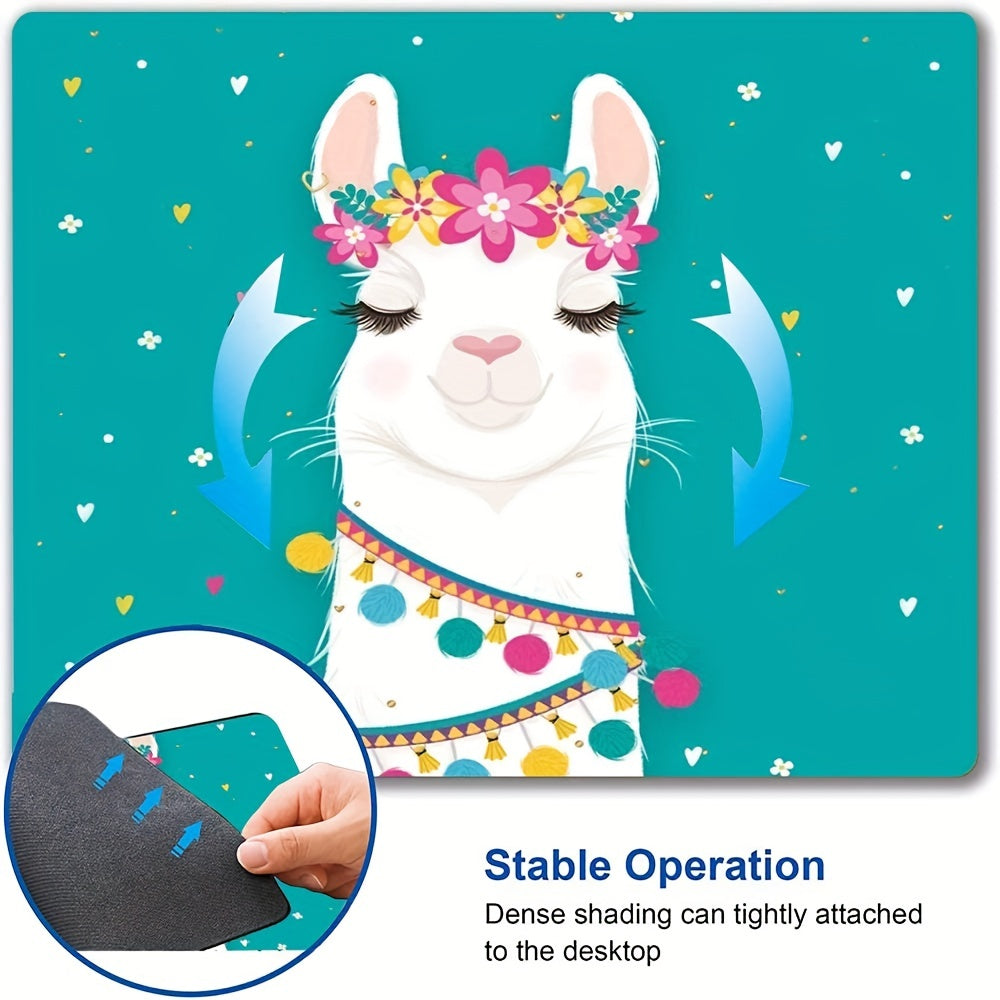 Alpaca Mouse Pad Girly Animal Waterproof Non Slip Rubber Base