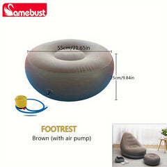 Inflatable Deck Chair with Ottoman, Foldable Lounger Sofa for Indoor Outdoor Use