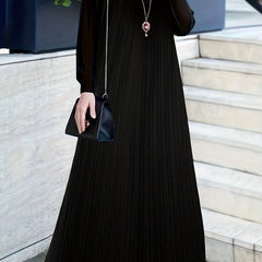 Abaya Dress Women's Solid Long Sleeve Ribbed Knit Maxi Dress